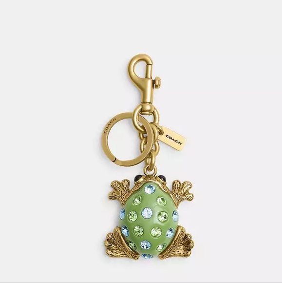 New! Coach Frog Bag Charm In Gold/ Green Multi - Picture 2 of 2